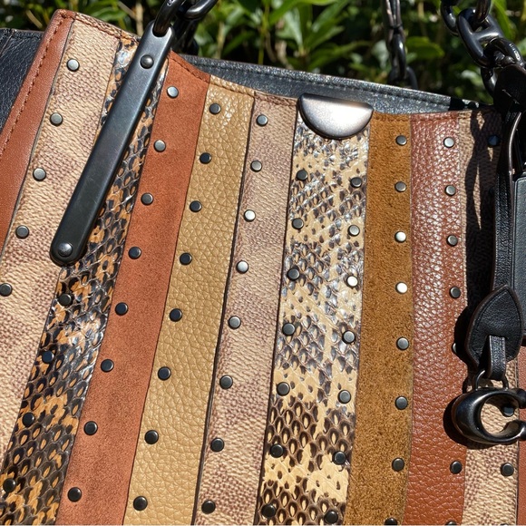 Coach Brown and Orange Striped Shoulder Bag - Picture 3 of 15